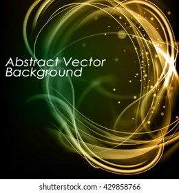 Abstract vector dark background. Elegant shine frame with glowing filaments