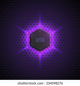 Abstract vector dark background with neon light. Vector background for web, applications, business. Vector abstract sci-fi illustration. Vector polygons 