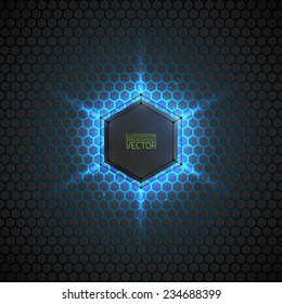 Abstract vector dark background with neon light. Vector background for web, applications, business. Vector abstract sci-fi illustration. Vector polygons