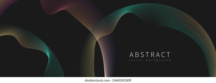 Abstract vector dark background with wavy lines.