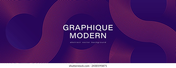 Vector abstracto de fondo púrpura oscuro con círculos abstractos. Diseño geométrico para fondos de pantalla, cubiertas, carteles y banners.