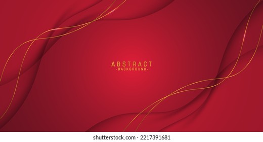 Abstract vector dark red luxury backgrounds with wavy geometric graphic and gold line elements for poster, flyer, digital board and concept design.Eps10