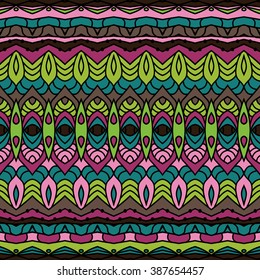 Abstract vector decorative ethnic colorful sketchy seamless pattern. Geometric seamless pattern.