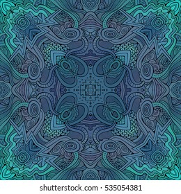 Abstract vector decorative ethnic floral colorful seamless pattern