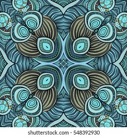 Abstract vector decorative ethnic floral colorful seamless pattern