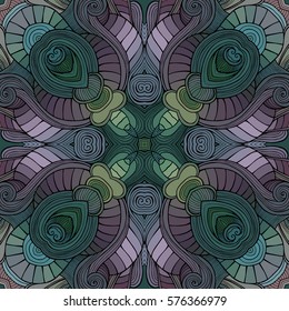 Abstract vector decorative ethnic floral colorful seamless pattern