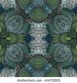 Abstract vector decorative ethnic floral colorful seamless pattern