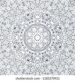 Abstract vector decorative ethnic hand drawn sketchy contour seamless pattern