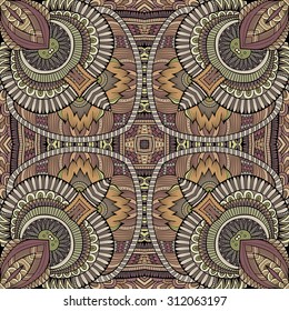 Abstract vector decorative ethnic hand drawn color vintage seamless pattern