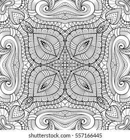 Abstract vector decorative ethnic hand drawn sketchy contour seamless pattern