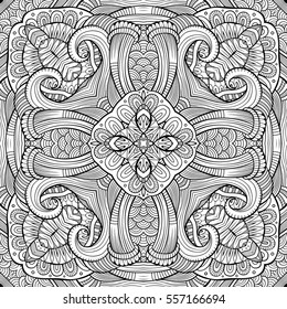 Abstract vector decorative ethnic hand drawn sketchy contour seamless pattern