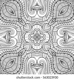 Abstract vector decorative ethnic hand drawn sketchy contour seamless pattern