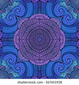 Abstract vector decorative ethnic hand drawn sketchy contour seamless pattern 