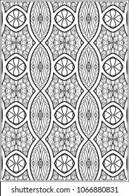 Abstract vector decorative ethnic mandala, black and white pattern. Outline hand drawing. Good for coloring page for the adult coloring book. Stock vector illustration.