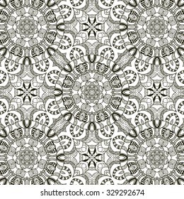 Abstract vector decorative ethnic mandala sketchy seamless pattern