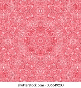 Abstract vector decorative ethnic mandala sketchy seamless pattern. Doodle waves seamless pattern. Vector seamless mosaic mandala pattern