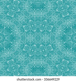 Abstract vector decorative ethnic mandala sketchy seamless pattern. Doodle waves seamless pattern. Vector seamless mosaic mandala pattern