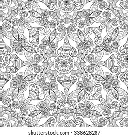 Abstract vector decorative ethnic mandala sketchy seamless pattern.