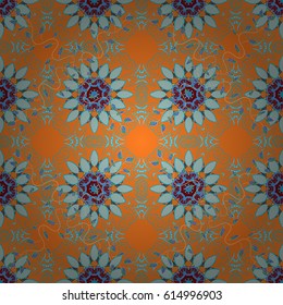 Abstract vector decorative ethnic mandala sketchy seamless pattern. Background. Colored elements.