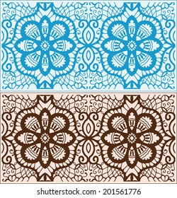Abstract vector decorative ethnic ornamental backgrounds, border lace patterns set. Series of image template frame design for card, hand drawn artwork