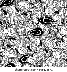 Abstract vector decorative ethnic sketchy seamless pattern. Doodle waves seamless pattern. Anti stress coloring