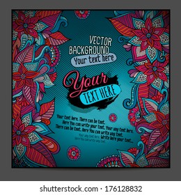 Abstract vector decorative floral background. Series of image. Template frame design for card.