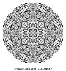 Abstract vector decorative floral ethnic colorful round mandala