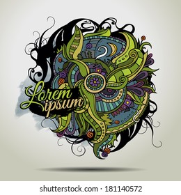 Abstract vector decorative floral ornamental doodles background. 