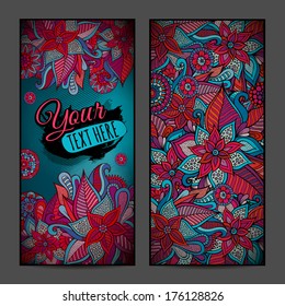 Abstract vector decorative floral vertical backgrounds. Series of image. Template frame design for card.