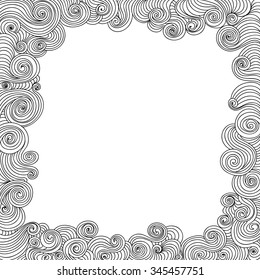 Abstract vector decorative frame with curling lines. You can use any color of background