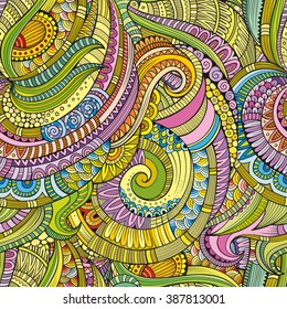 Abstract vector decorative hand drawn nature floral ornamental ethnic seamless pattern. Can be used for wallpaper, pattern fills, web page background, surface textures