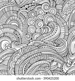 Abstract vector decorative hand drawn nature floral ornamental sketchy ethnic seamless pattern. Can be used for wallpaper, pattern fills, web page background, surface textures