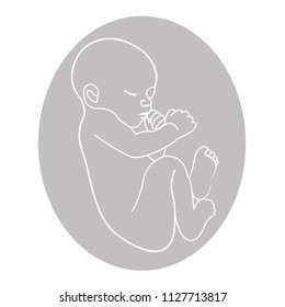Abstract vector decorative illustration with a peaceful sleeping baby on a white background