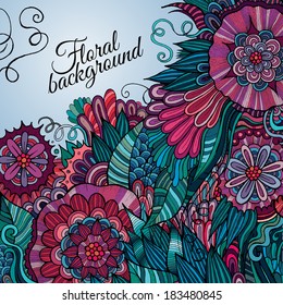 Abstract vector decorative nature background. Template frame design for card.