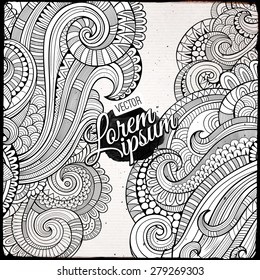 Abstract vector decorative nature background. Template frame design for card.