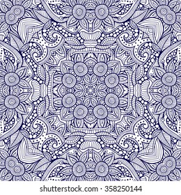 Abstract vector decorative nature ethnic hand drawn sketchy contour seamless pattern