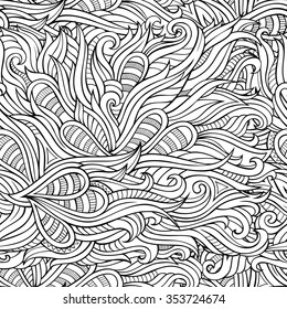 Abstract vector decorative nature hand drawn vintage retro sketchy seamless pattern. Can be used for wallpaper, pattern fills, web page background, surface textures
