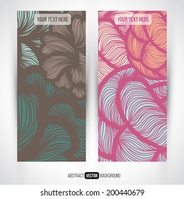 Abstract vector decorative vertical banners set. Series of image. Template frame design for card. Abstract backgrounds.