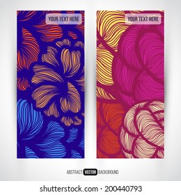 Abstract vector decorative vertical banners set. Series of image. Template frame design for card. Abstract backgrounds.