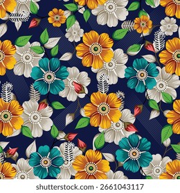 abstract vector deep-color flowers full
