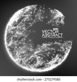 Abstract vector demolished sphere background. Futuristic technology style. Elegant background for business presentations. Destroyed sphere. eps10