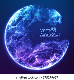 Abstract vector demolished sphere background. Futuristic technology style. Elegant background for business presentations. Destroyed sphere. eps10