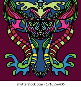 Abstract vector demon owl head with horns