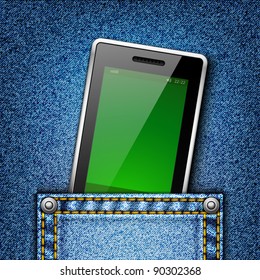 Abstract vector denim background with gadget.