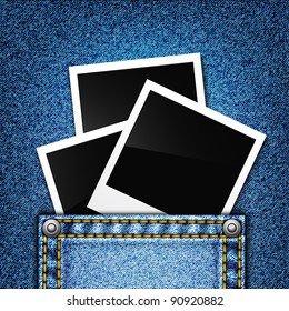 Abstract vector denim background with photo.