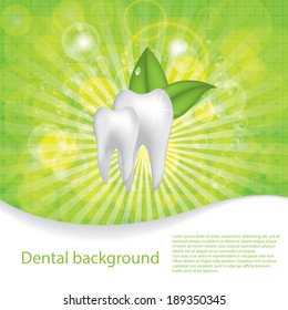 Abstract vector dental illustration of teeth template brochure green