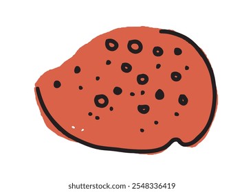 An abstract vector depiction of a red sea shell, outlined in a minimalistic style, isolated on white. Ideal for educational resources and decorative designs.