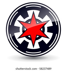 Abstract vector design, 3d red star in circle.