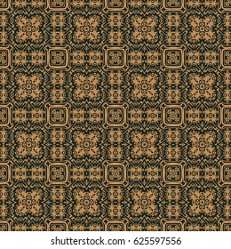 Abstract vector design art nouveau Seamless geometric ornamental vintage pattern in brown