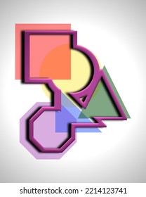 abstract vector design background forming a pattern of circles, squares, triangles, colorful patterns, can be used as templates, wallpapers